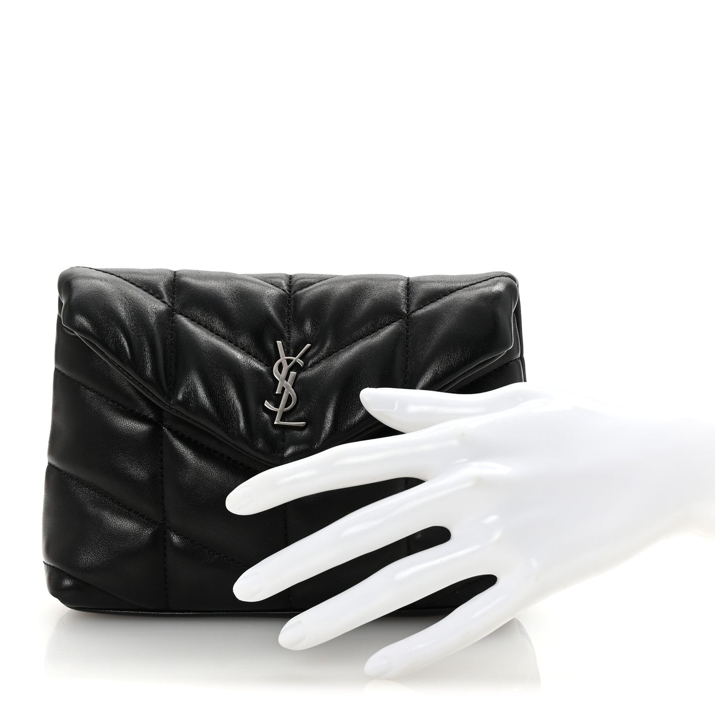 Lambskin Monogram Loulou Puffer Pouch Clutch Black