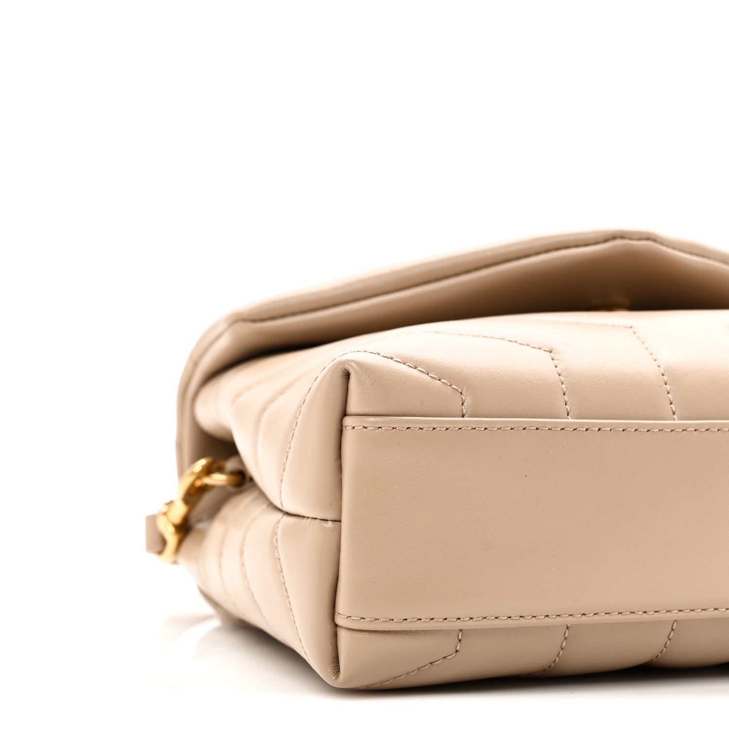 Saint Laurent Calfskin Y Quilted Monogram Toy Loulou Crossbody Bag Dark Beige 9 of 11