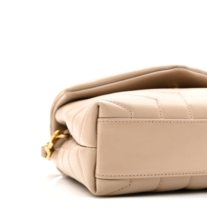 Saint Laurent Calfskin Y Quilted Monogram Toy Loulou Crossbody Bag Dark Beige 9 of 11