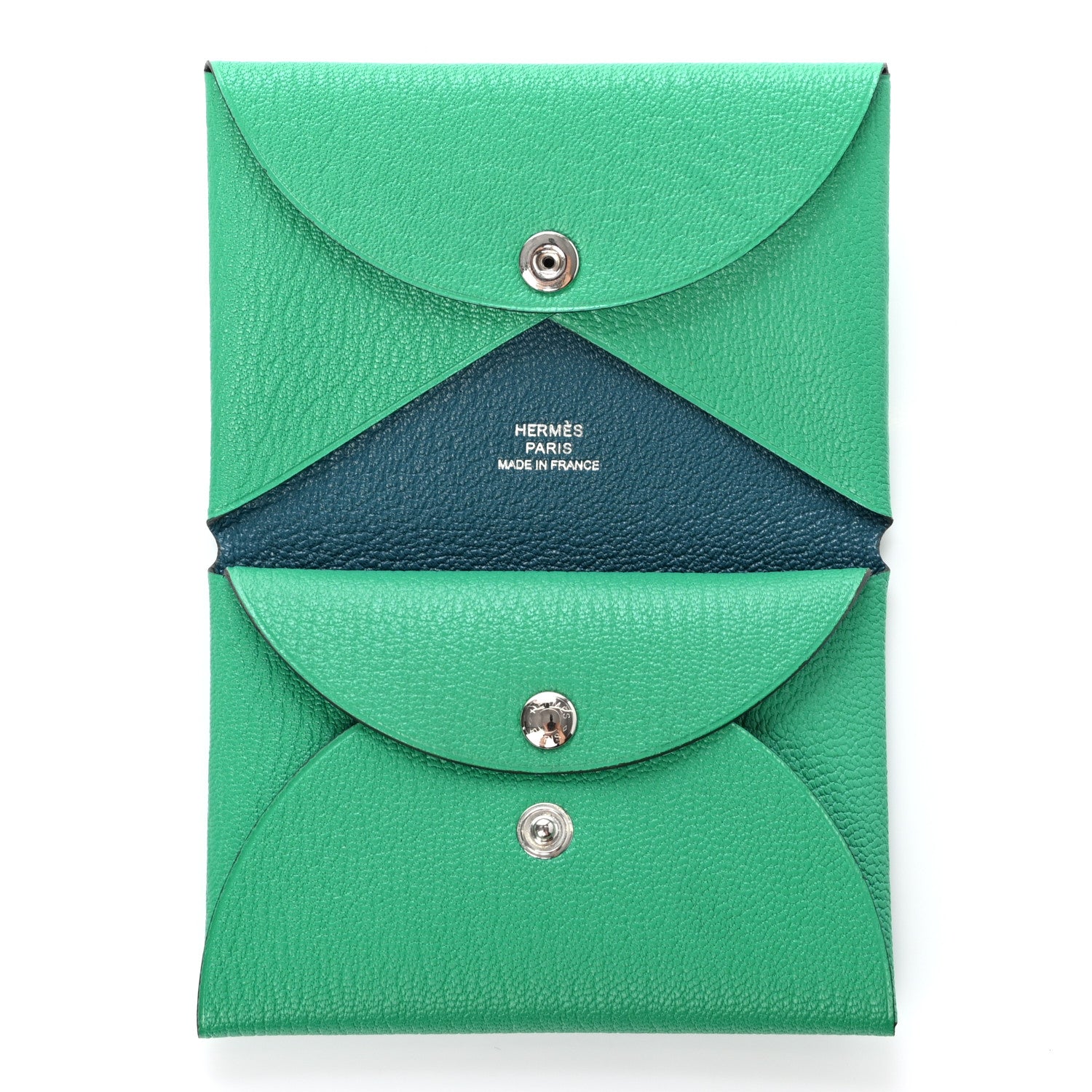 Hermes Chevre Mysore Calvi Duo Card Case Menthe Vert Bosphore 5 of 7