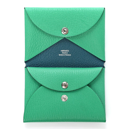 Hermes Chevre Mysore Calvi Duo Card Case Menthe Vert Bosphore 5 of 7