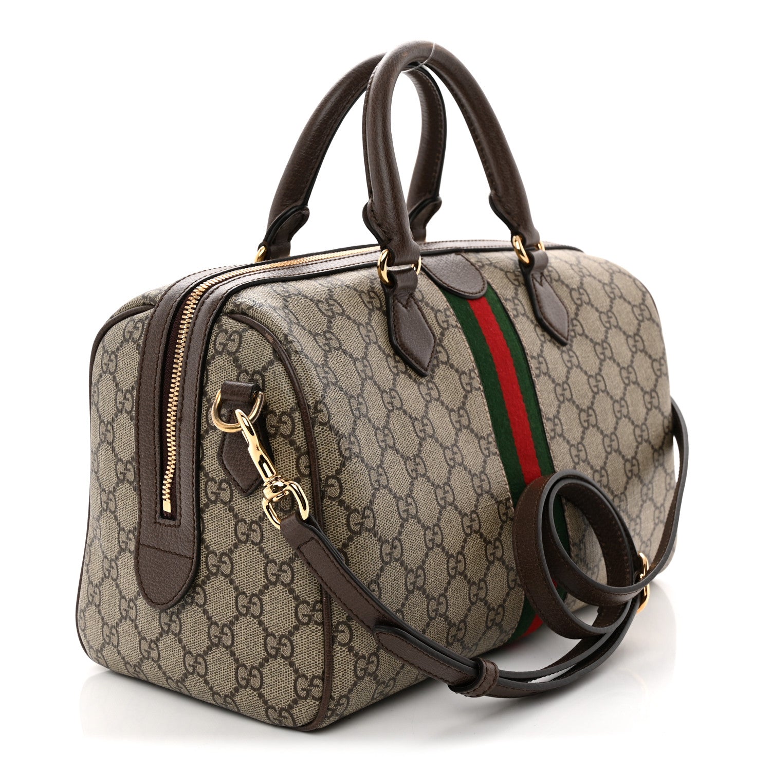 Gucci GG Supreme Monogram Web Medium Ophidia Top Handle Bag Beige Ebony 3 of 13