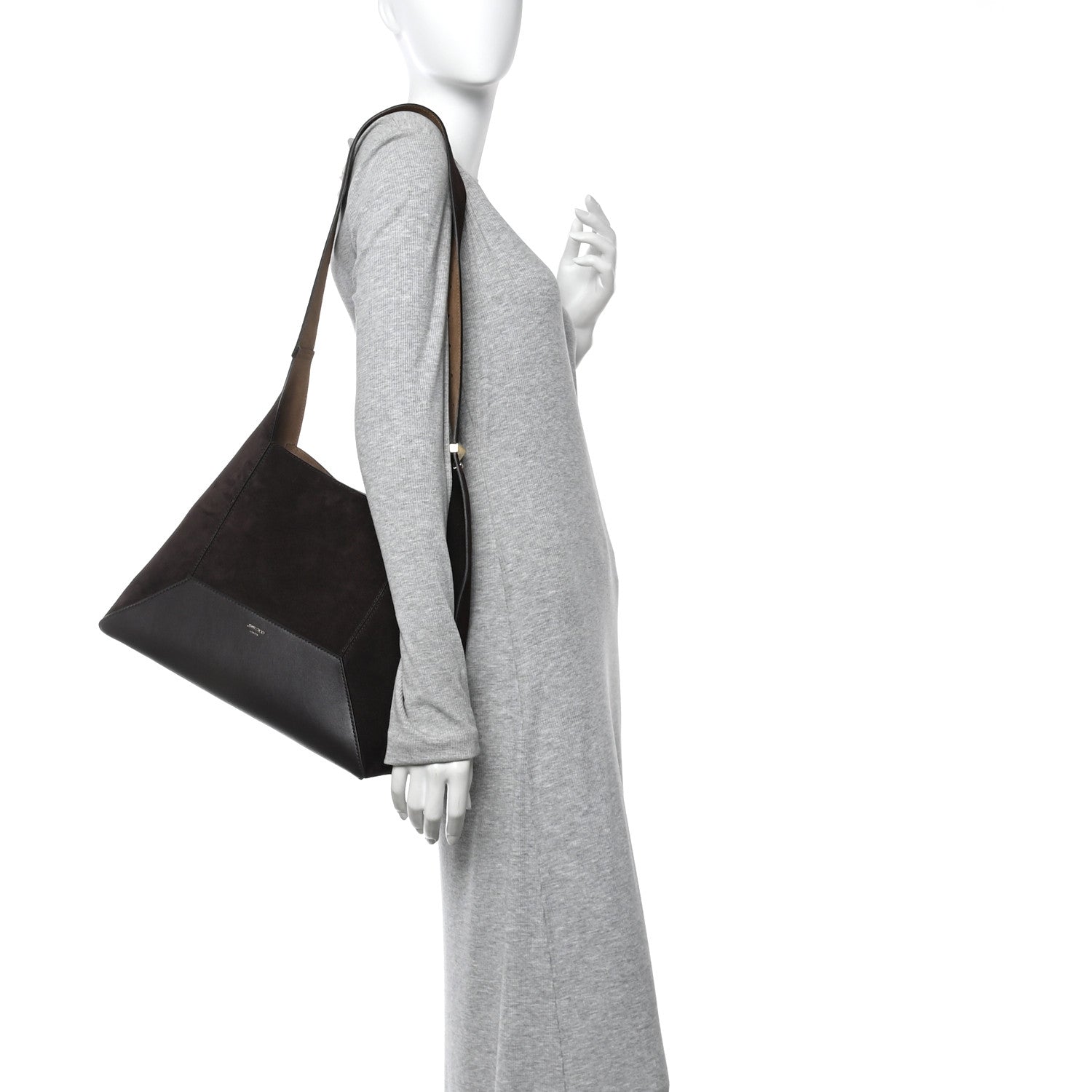 Jimmy Choo Suede Calfskin Medium Diamond Hobo Coffee 2 of 13
