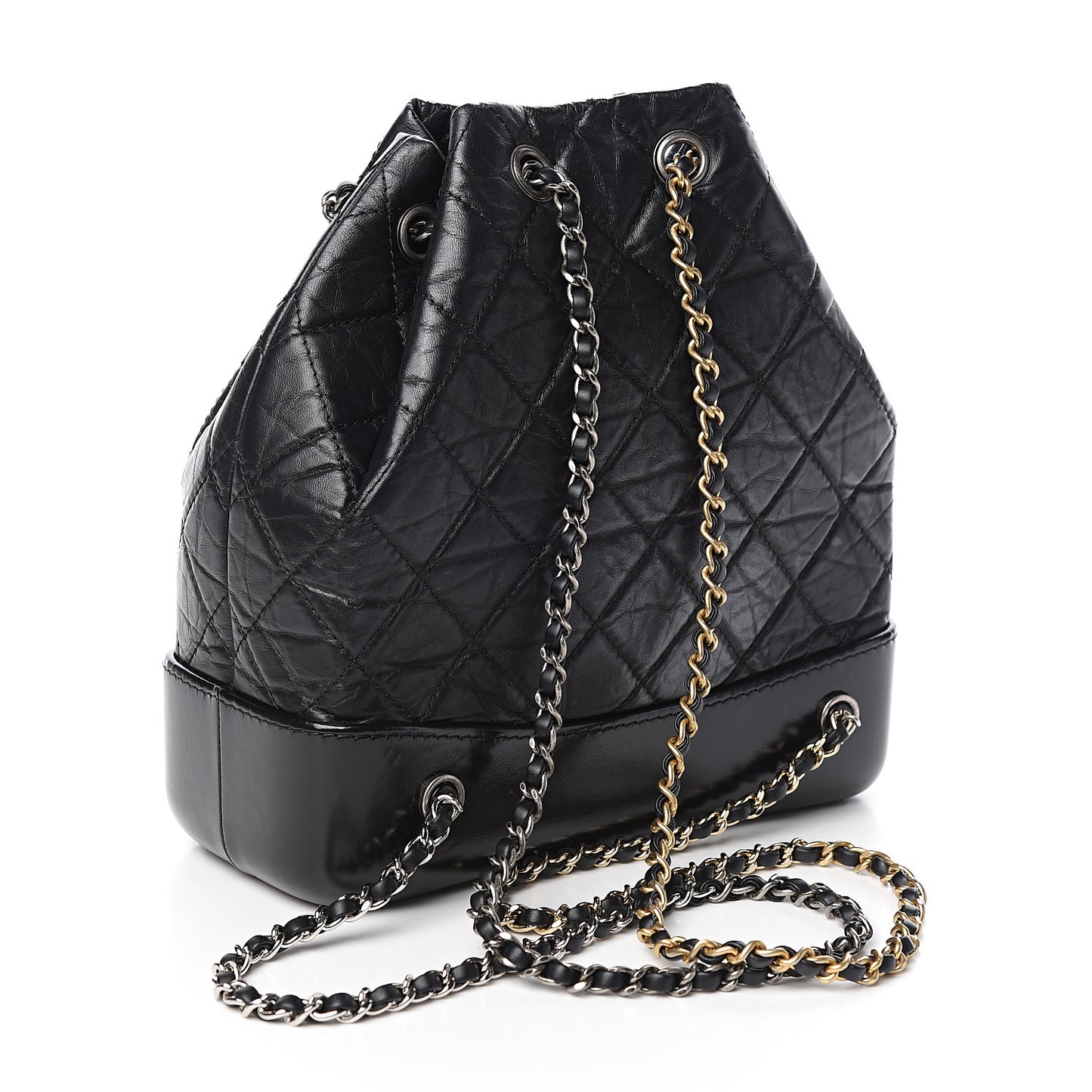Aged Calfskin Quilted Small Gabrielle Backpack Black