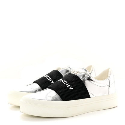 Givenchy Calfskin Band Logo Womens City Sneakers 39 Silvery 3 of 14