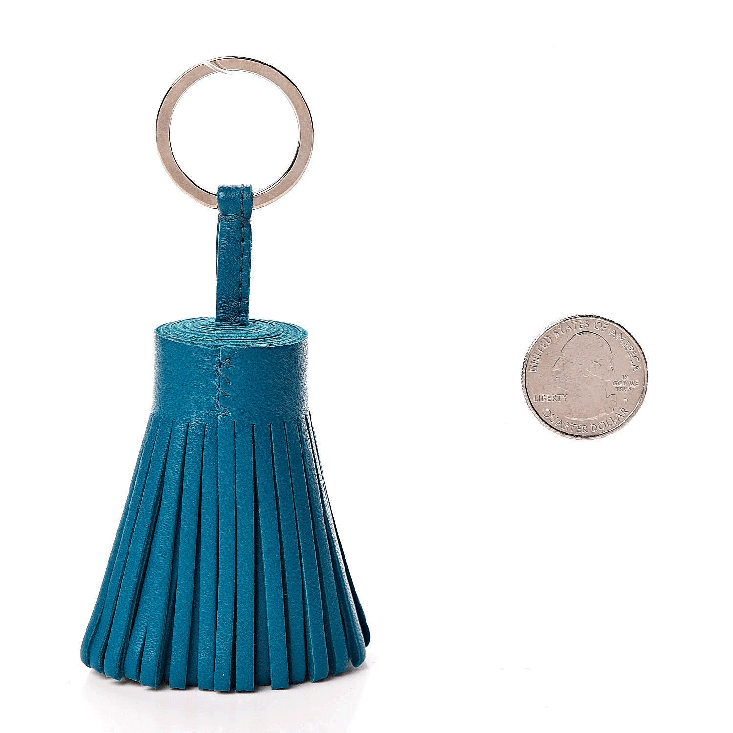Hermes Lambskin Carmen Tassel Key Holder Bleu Izmir 2 of 2
