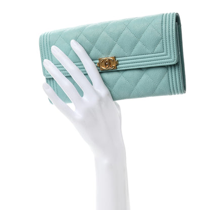 Chanel Iridescent Caviar Quilted Boy Flap Wallet Light Blue 2 of 7