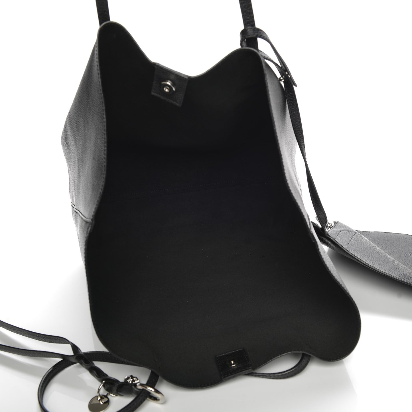 Grained Calfskin Skull Open Shopper Tote Black