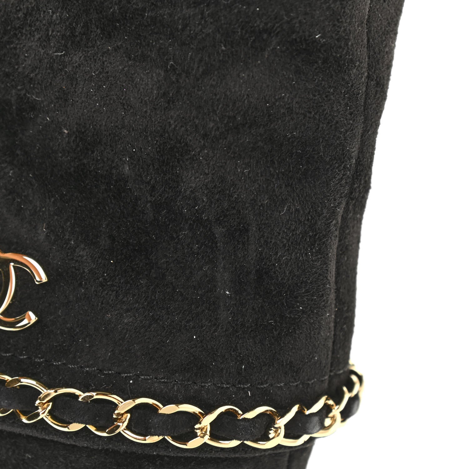 Chanel Suede Calfskin Chain CC Short Boots 39.5 Black 18 of 20