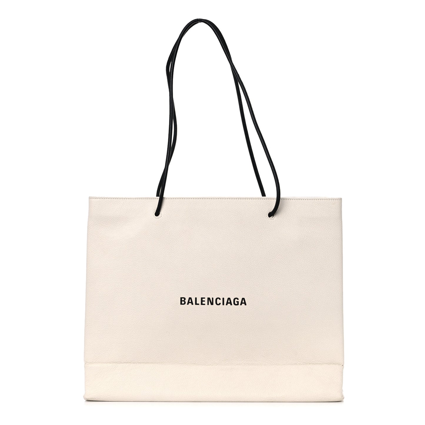Calfskin Logo Medium Shopping Tote White