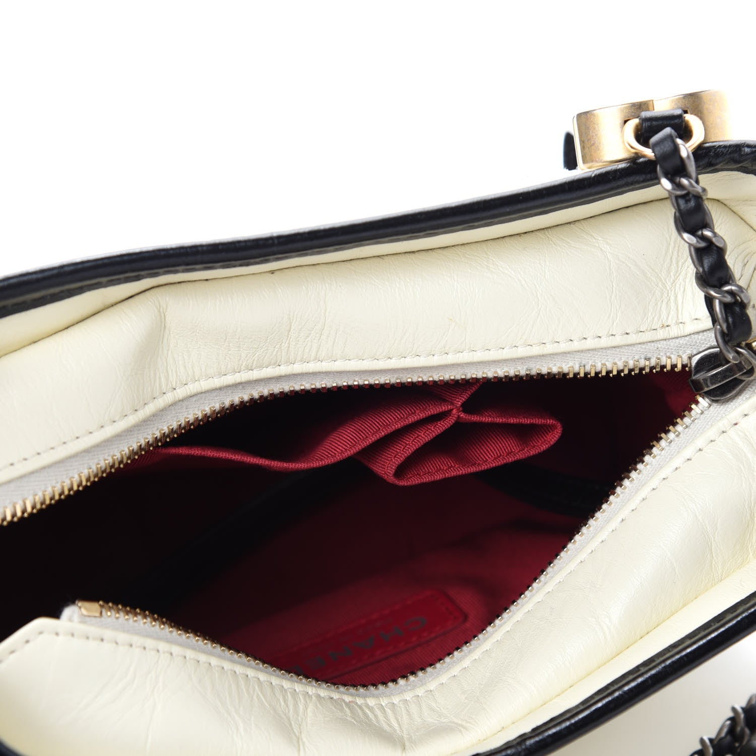 Chanel Aged Calfskin Quilted Small Gabrielle Hobo Black White 5 of 11