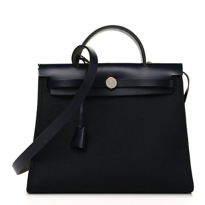Hermes Military Toile Vache Hunter Herbag Zip PM 31 Black Bleu Indigo 1 of 10