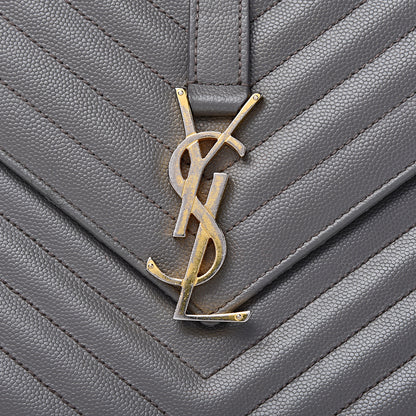 Saint Laurent Grain De Poudre Matelasse Chevron Large Monogram Satchel Earth 11 of 18