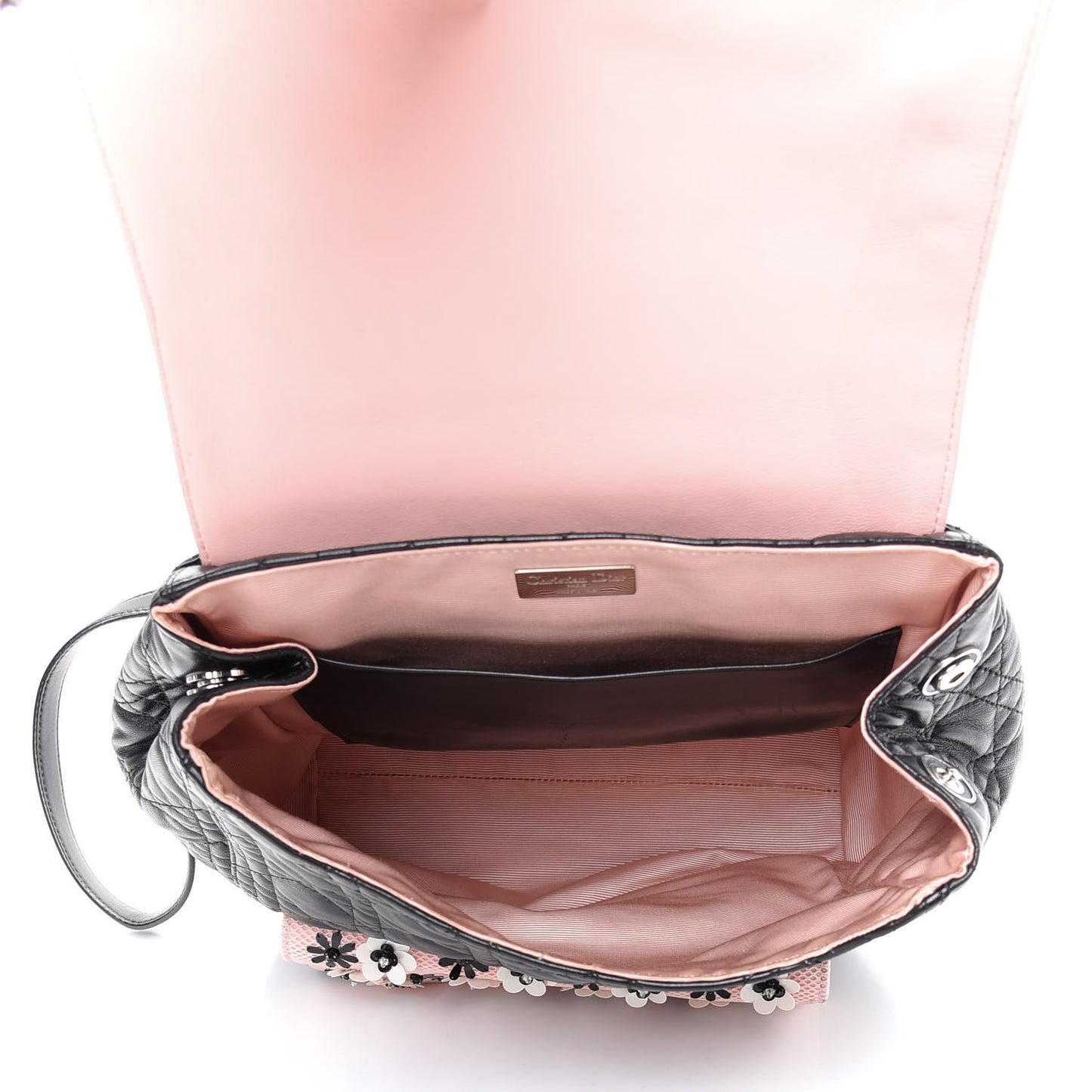 Lambskin Mesh Cannage Embroidered Large Stardust Backpack Black Pink