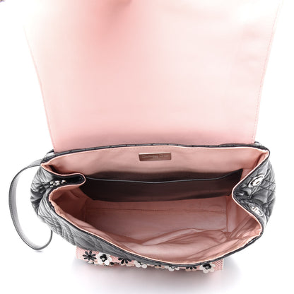 Christian Dior Lambskin Mesh Cannage Embroidered Large Stardust Backpack Black Pink 5 of 9