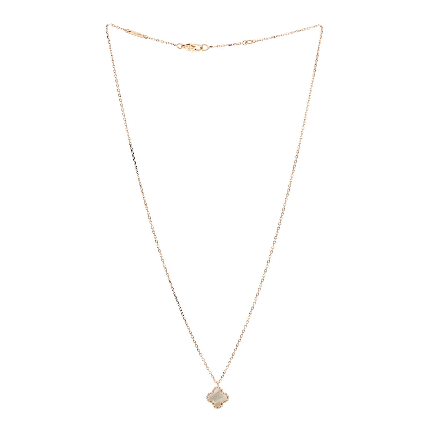 Van Cleef & Arpels 18K Yellow Gold Mother of Pearl Sweet Alhambra Pendant Necklace 3 of 7