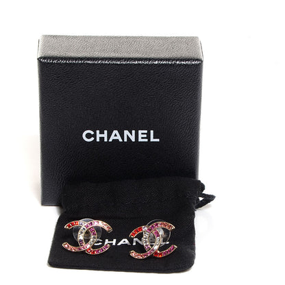 Chanel Crystal Baguette CC Earrings Gold Multicolor 4 of 5