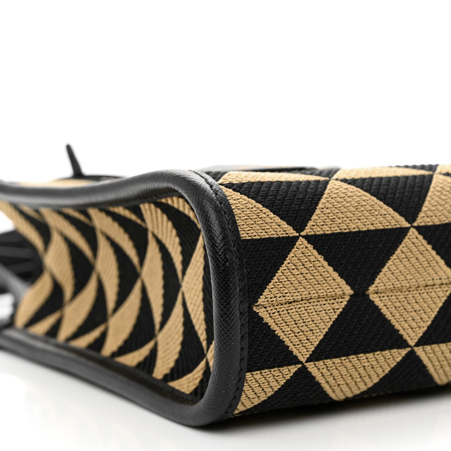 Jacquard Saffiano Triangolo Symbole Embroidered Micro Tote Black Corda