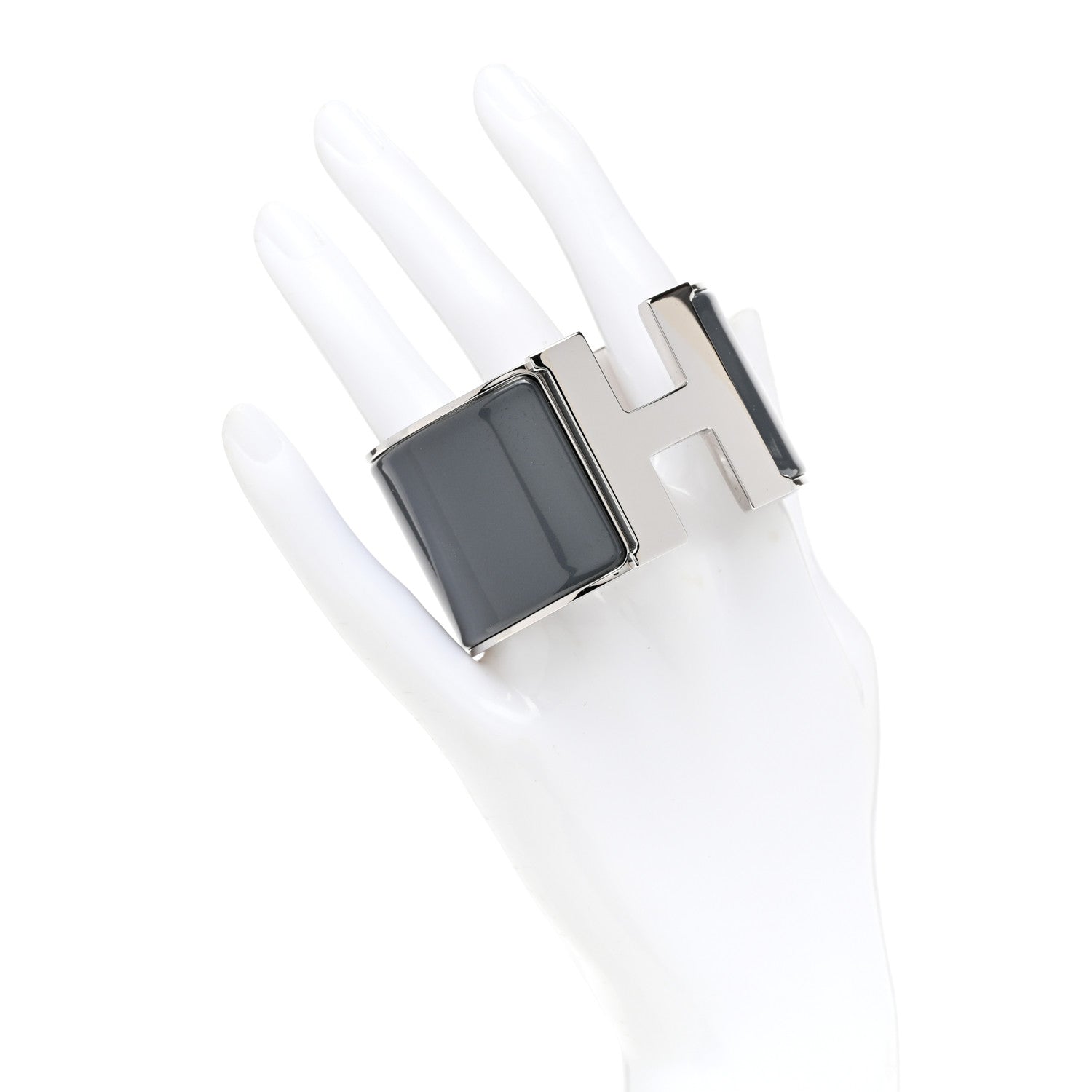 Hermes Enamel Extra Wide Clic Clac H Bracelet PM Gris Macadam 2 of 5
