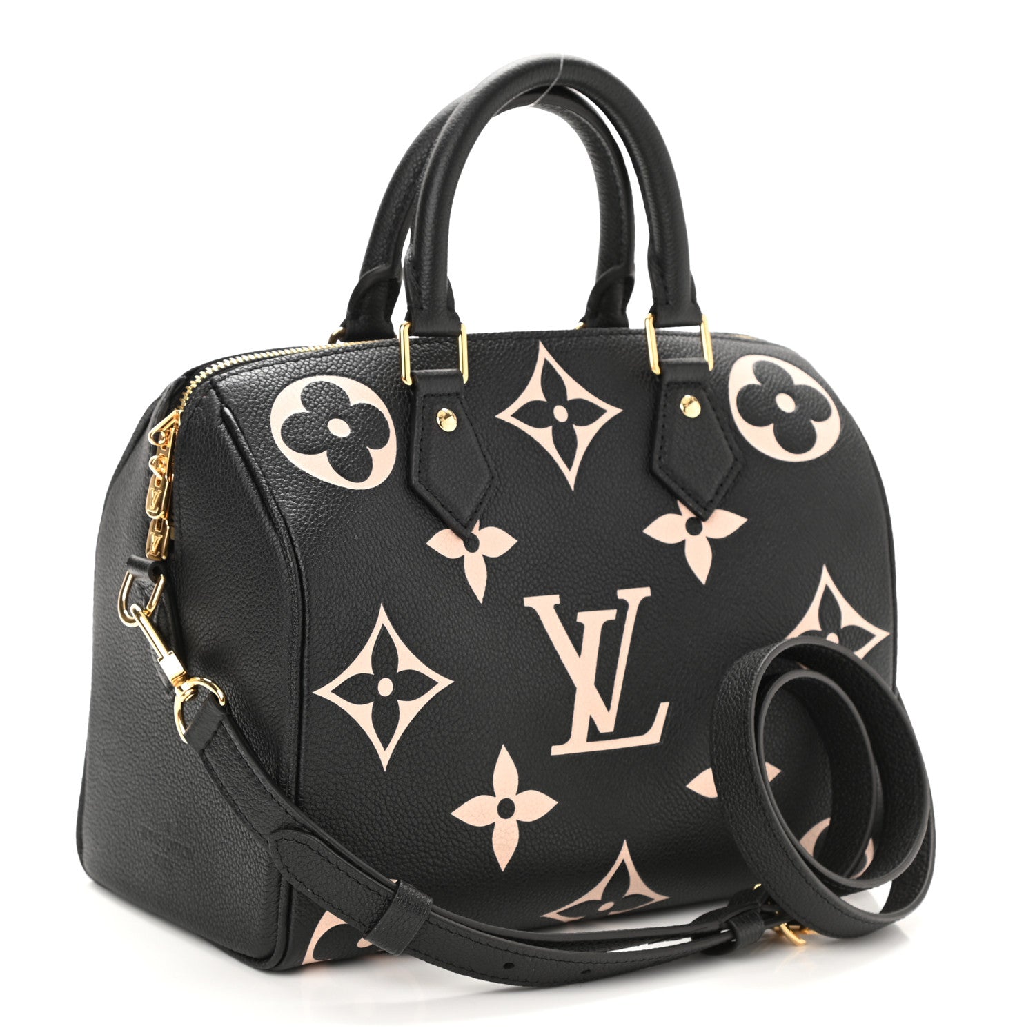 Louis Vuitton Empreinte Monogram Giant Speedy Bandouliere 25 Black Beige 3 of 7