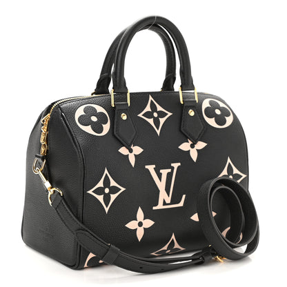 Louis Vuitton Empreinte Monogram Giant Speedy Bandouliere 25 Black Beige 3 of 7