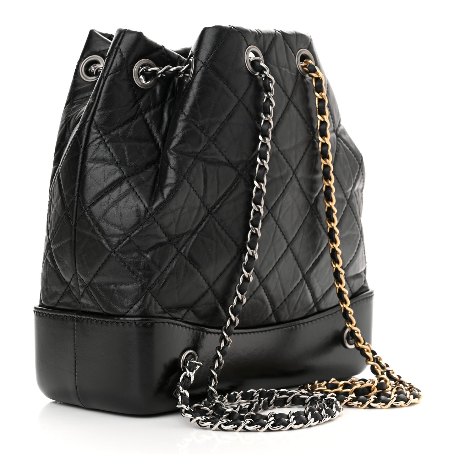 Aged Calfskin Quilted Small Gabrielle Backpack Black