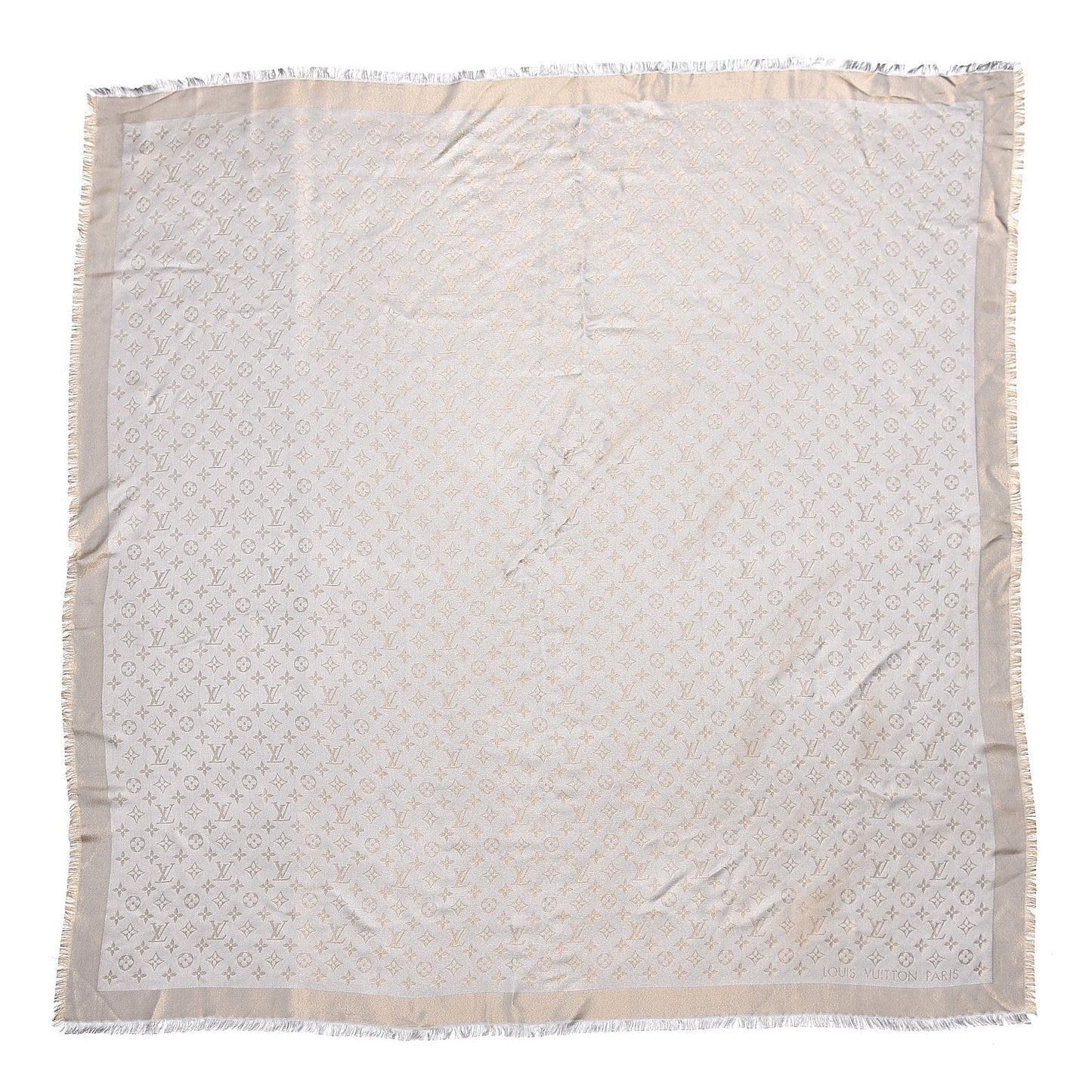 Silk Wool Monogram Shine Shawl Charcoal Greige