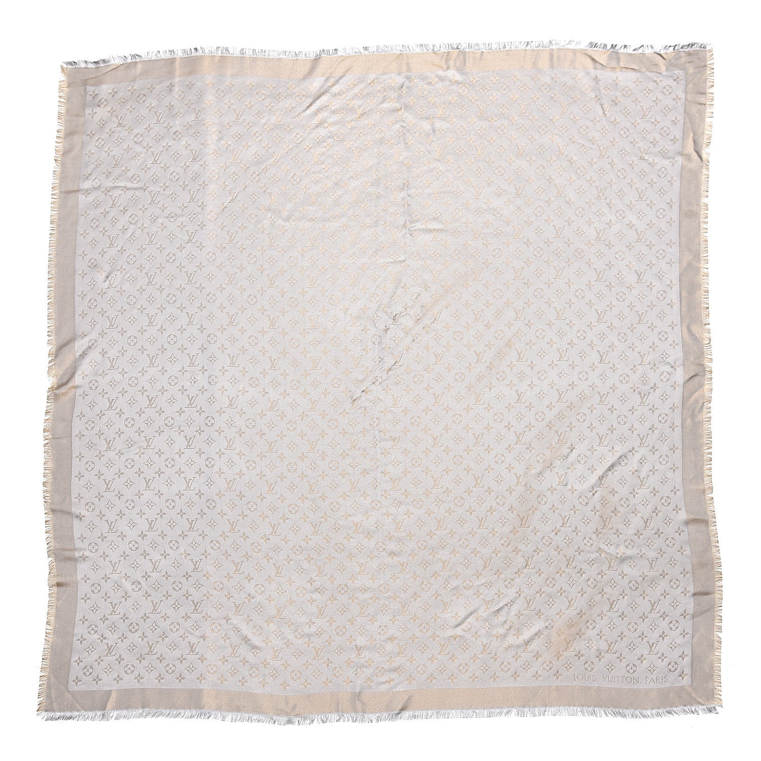 Louis Vuitton Silk Wool Monogram Shine Shawl Charcoal Greige 1 of 6