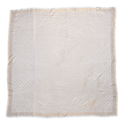 Louis Vuitton Silk Wool Monogram Shine Shawl Charcoal Greige 1 of 6