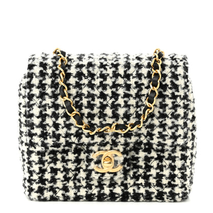 Chanel Tweed Houndstooth Mini Square Flap Black White 1 of 10