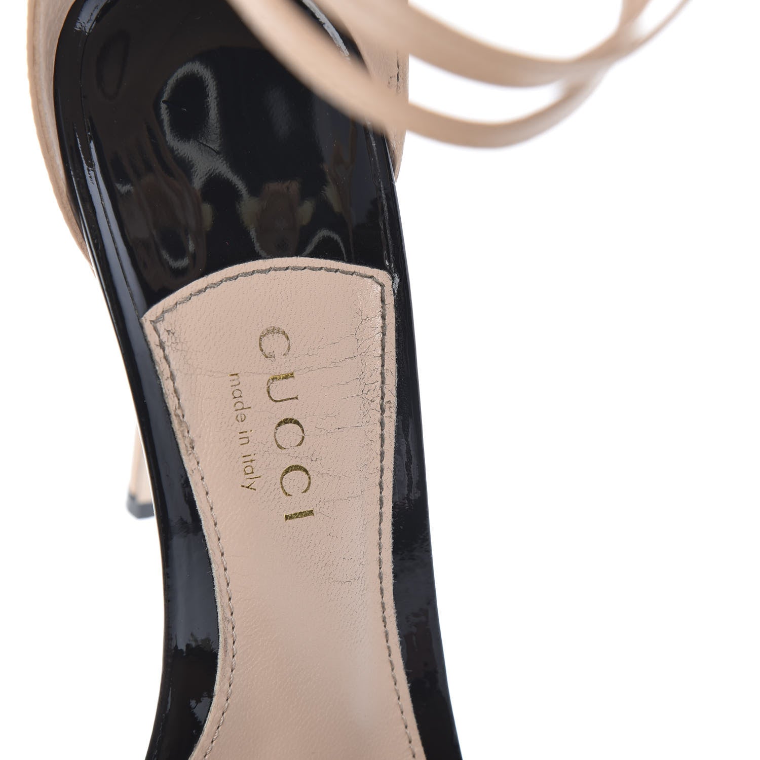 Gucci Vernice Malaga Kid Aneta High Heel Sandals 37 Black Pink Apricot 10 of 11