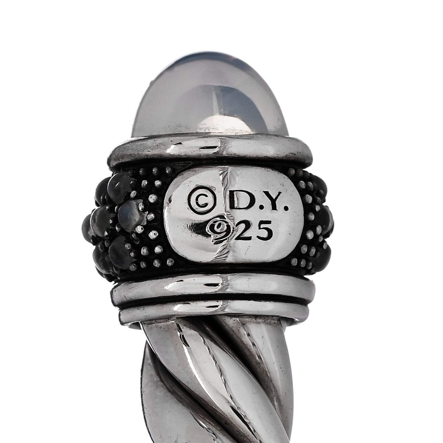 David Yurman Sterling Silver Moon Quartz Blue Moonstone 9mm Cable Renaissance Bracelet 3 of 3