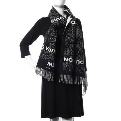 Louis Vuitton Wool Cashmere Scarf Black 2 of 6