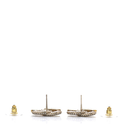 Chanel Crystal Timeless CC Earrings Light Gold 3 of 5