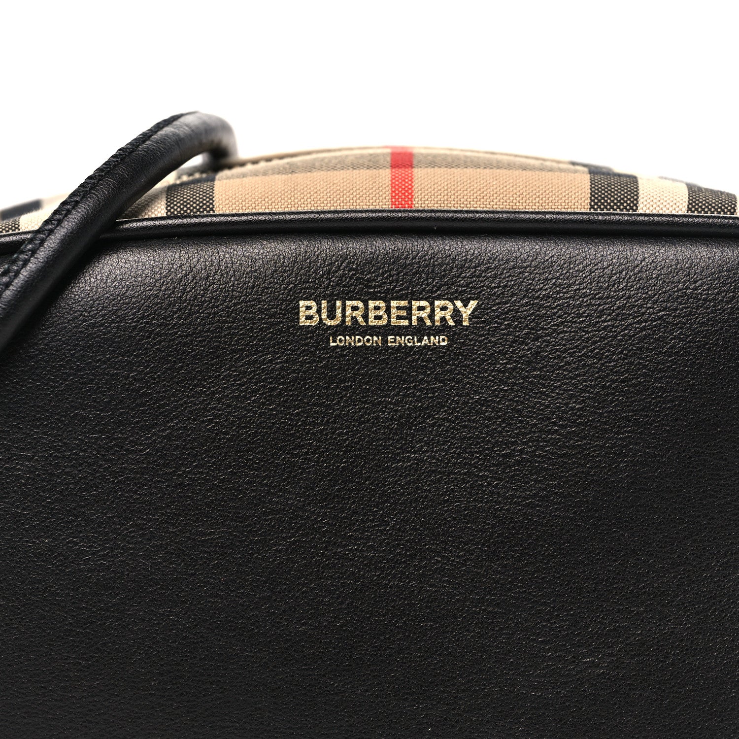 Burberry Calfskin Vintage Check Half Cube Crossbody Bag Black 6 of 8
