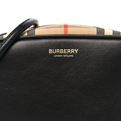 Burberry Calfskin Vintage Check Half Cube Crossbody Bag Black 6 of 8