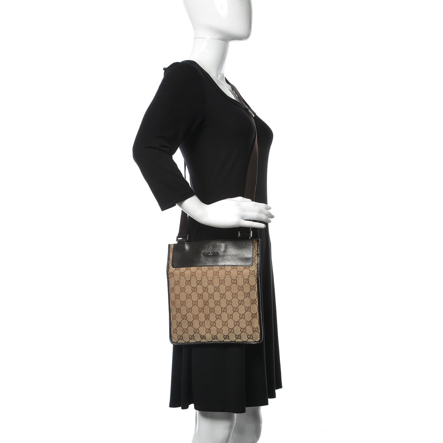 GG Monogram Messenger Crossbody Bag Brown