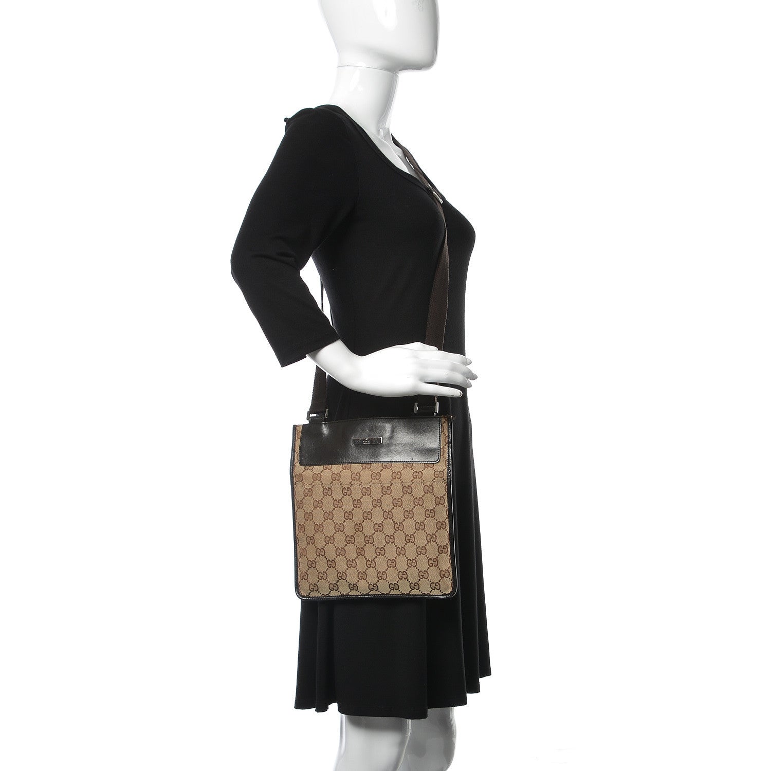 Gucci GG Monogram Messenger Crossbody Bag Brown 2 of 13
