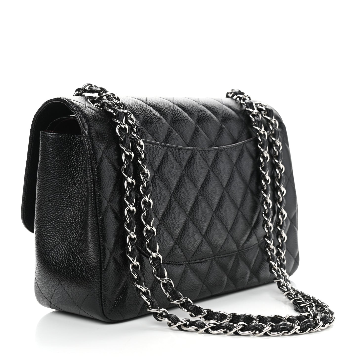 Caviar Quilted Jumbo Double Flap Black