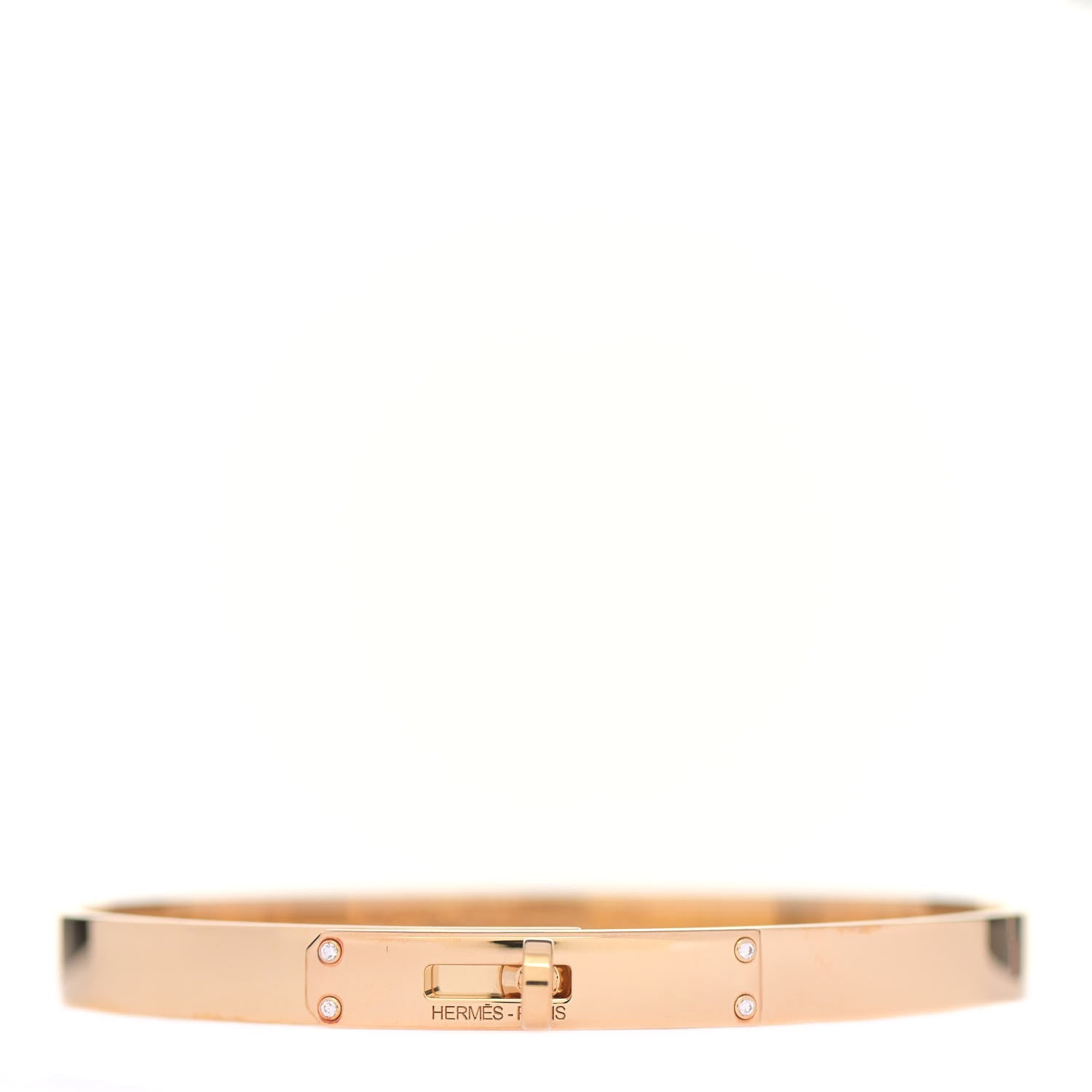 Hermes 18K Rose Gold Diamond PM Kelly Bracelet SH 1 of 4