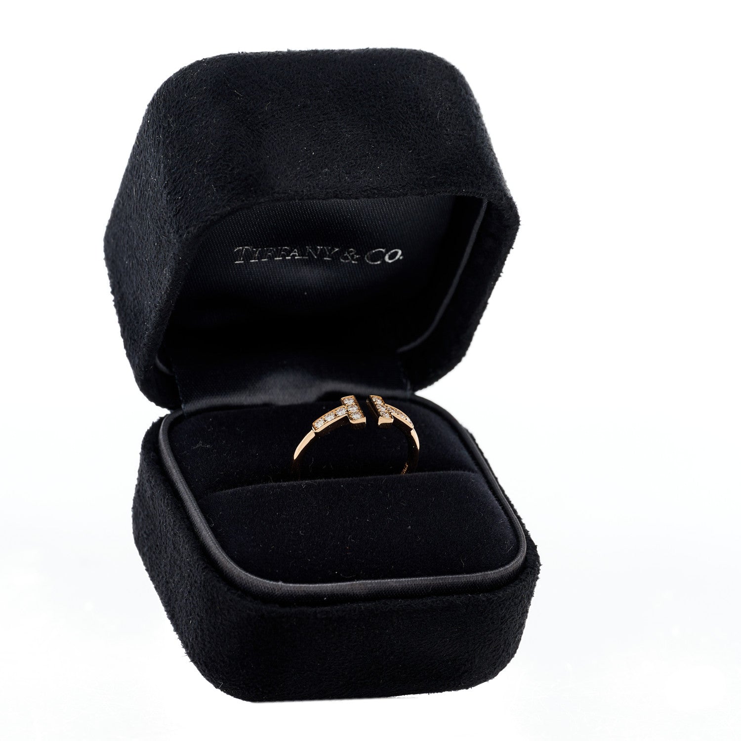 Tiffany 18K Rose Gold Diamond T Wire Ring 53 6.25 5 of 5