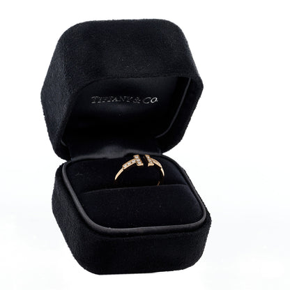 Tiffany 18K Rose Gold Diamond T Wire Ring 53 6.25 5 of 5