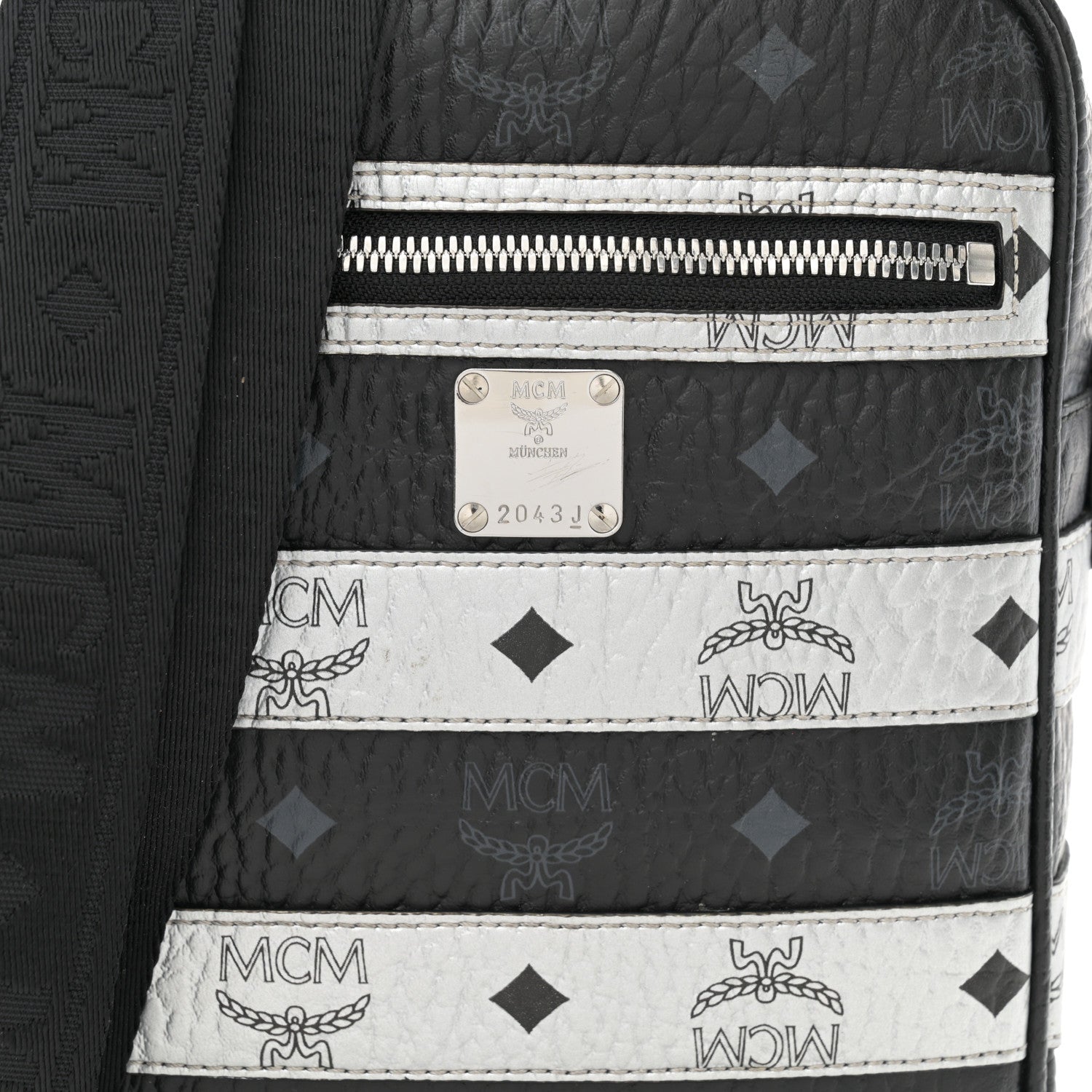 MCM Visetos Spot Crossbody Bag Black 7 of 9