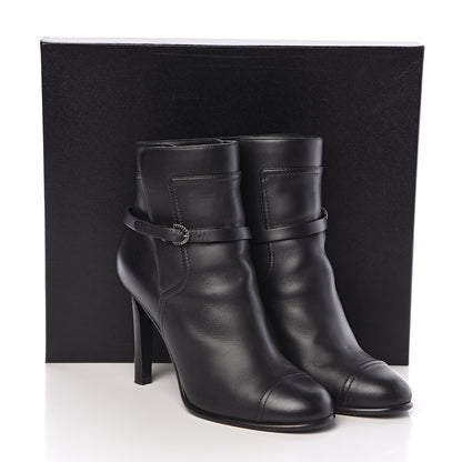 Chanel Calfskin CC Short Boots 38 Black 10 of 10