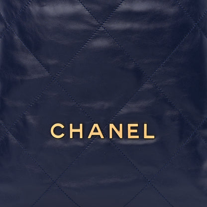 Chanel Shiny Calfskin Quilted Chanel 22 Backpack Navy 9 of 11