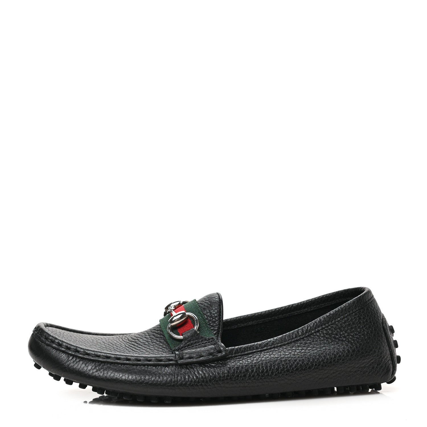 Gucci Road Calfskin Web Womens Horsebit Driver Loafers 38 Black 1 of 8
