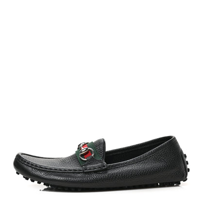 Gucci Road Calfskin Web Womens Horsebit Driver Loafers 38 Black 1 of 8