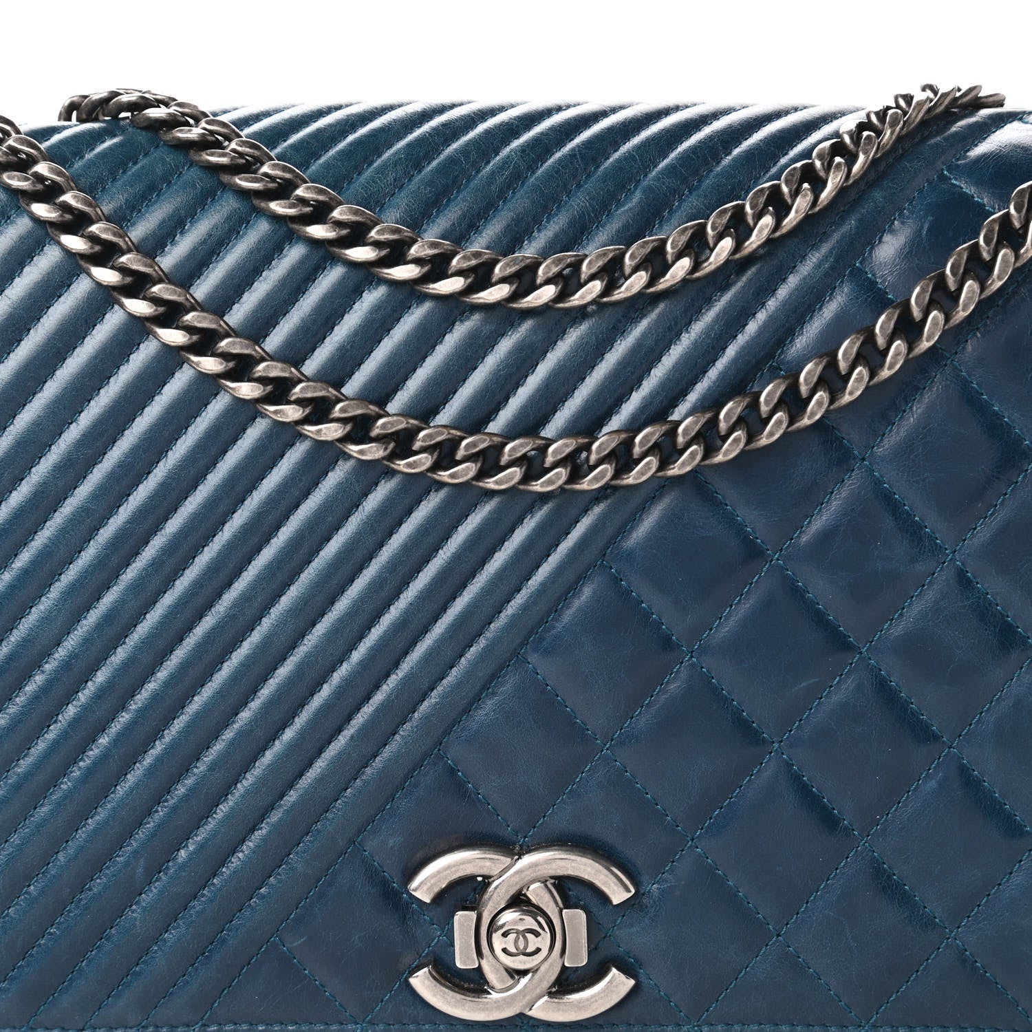 Chanel Glazed Calfskin Quilted Large Coco Boy Flap Blue 10 of 11
