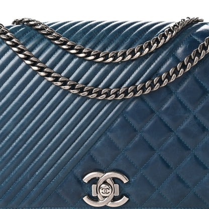 Chanel Glazed Calfskin Quilted Large Coco Boy Flap Blue 10 of 11
