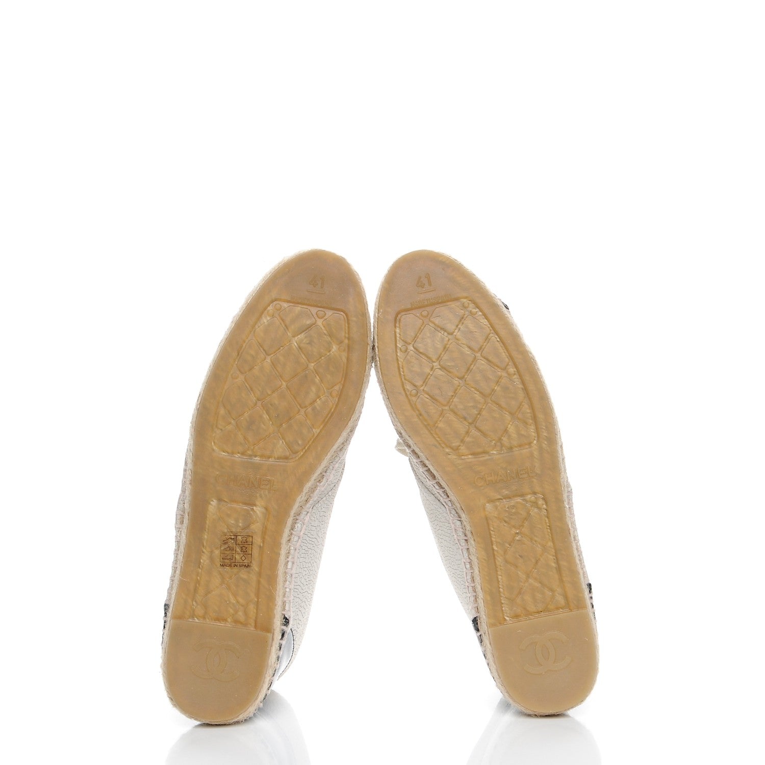 Chanel Crackled Calfskin High Top Espadrilles 41 Light Beige Black 5 of 10